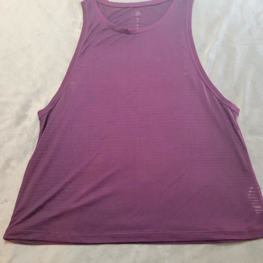 Tangerine Shirt Womens Large Plum Purple Striped Tank Top Sheer Over Lay